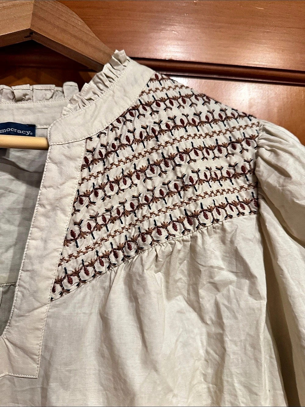 Democracy Embroidered Peasant Top - Picture 2 of 7